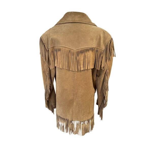 Vintage Sears The Leather Shop Leather Fringe Jacket Brown USA Western - Picture 2 of 16